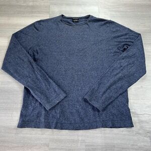 Massimo Dutti Sweater Mens XL Blue Cotton Silk Cashmere Crewneck Knit Pullover